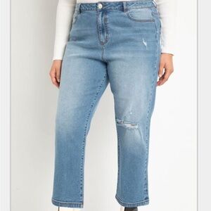 Eloquii Plus Size Women's Light Wash Distressed Jeans- Size 20